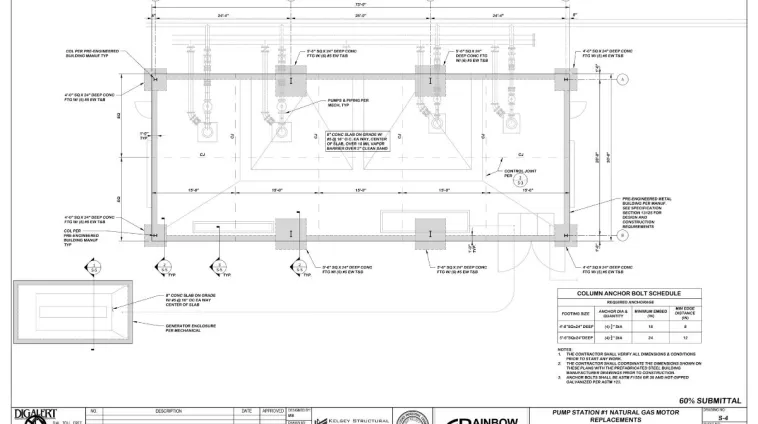 Structural drawings for an infrastructure project, using AutoCAD