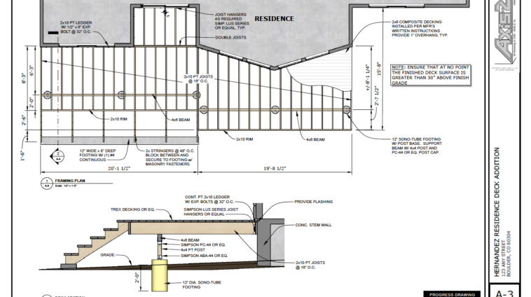 Plans for a residential deck addition.