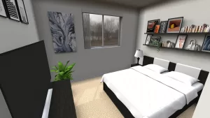 Interior rendering of a small apartment