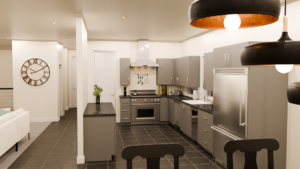 Interior rendering (kitchen) of a home in Montana